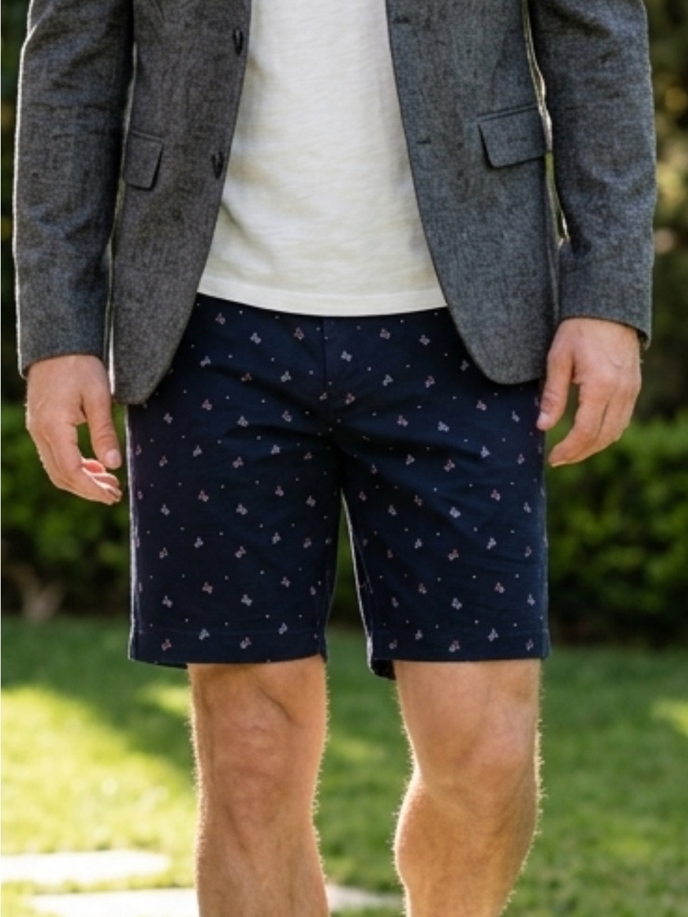 Express American Flag Printed Slim Flat-Front Men's Stretch Shorts